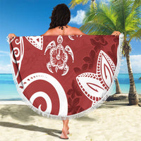 Polynesia Beach Blanket Red Tribal Turtle Floral Pattern LT05 - Polynesian Pride