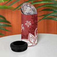 Polynesia 4 in 1 Can Cooler Tumbler Red Tribal Turtle Floral Pattern LT05 - Polynesian Pride