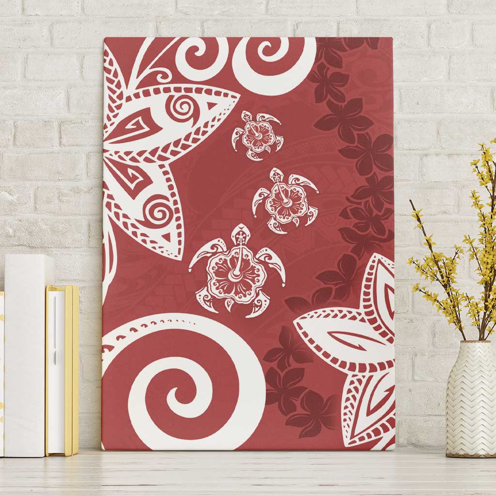 Polynesia Canvas Wall Art Red Tribal Turtle Floral Pattern LT05 Without Frame Red - Polynesian Pride