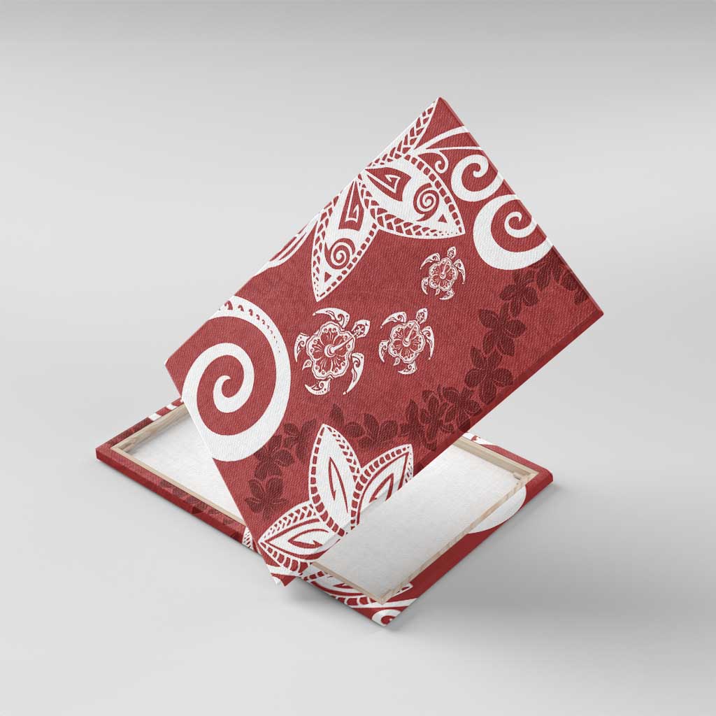 Polynesia Canvas Wall Art Red Tribal Turtle Floral Pattern LT05 With Frame Red - Polynesian Pride