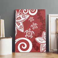 Polynesia Canvas Wall Art Red Tribal Turtle Floral Pattern LT05 - Polynesian Pride