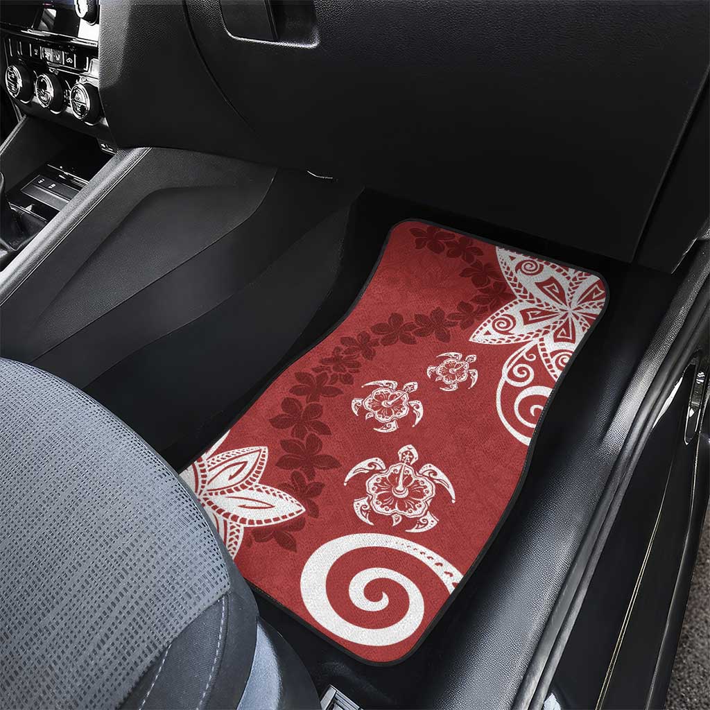 Polynesia Car Mats Red Tribal Turtle Floral Pattern LT05 - Polynesian Pride