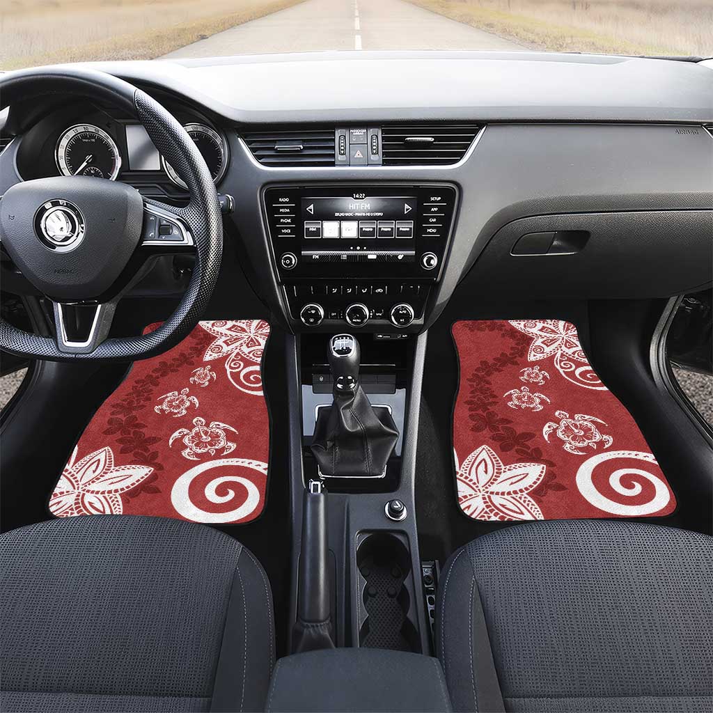 Polynesia Car Mats Red Tribal Turtle Floral Pattern LT05 Set 2pcs - Front Red - Polynesian Pride