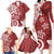 Polynesia Family Matching Long Sleeve Bodycon Dress and Hawaiian Shirt Red Tribal Turtle Floral Pattern