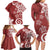 Polynesia Family Matching Long Sleeve Bodycon Dress and Hawaiian Shirt Red Tribal Turtle Floral Pattern