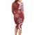 Polynesia Family Matching Long Sleeve Bodycon Dress and Hawaiian Shirt Red Tribal Turtle Floral Pattern