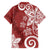 Polynesia Family Matching Off Shoulder Maxi Dress and Hawaiian Shirt Red Tribal Turtle Floral Pattern