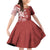 Polynesia Family Matching Off Shoulder Short Dress and Hawaiian Shirt Red Tribal Turtle Floral Pattern