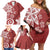 Polynesia Family Matching Off Shoulder Short Dress and Hawaiian Shirt Red Tribal Turtle Floral Pattern