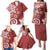 Polynesia Family Matching Puletasi and Hawaiian Shirt Red Tribal Turtle Floral Pattern