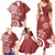 Polynesia Family Matching Summer Maxi Dress and Hawaiian Shirt Red Tribal Turtle Floral Pattern