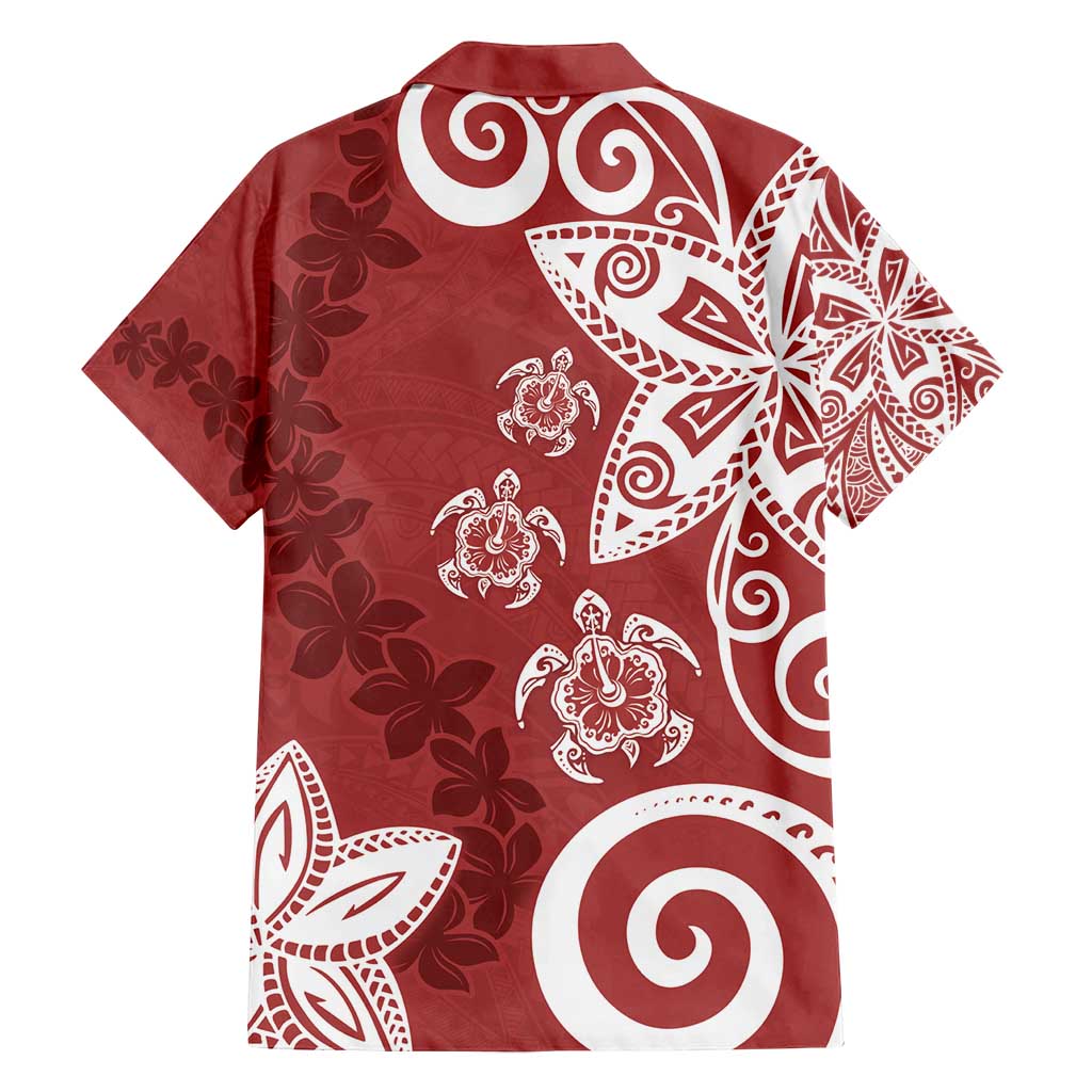 Polynesia Family Matching Summer Maxi Dress and Hawaiian Shirt Red Tribal Turtle Floral Pattern