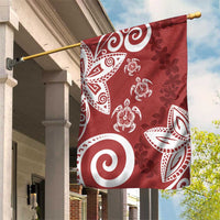 Polynesia Garden Flag Red Tribal Turtle Floral Pattern LT05 House Flag Red - Polynesian Pride