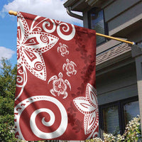 Polynesia Garden Flag Red Tribal Turtle Floral Pattern LT05 - Polynesian Pride