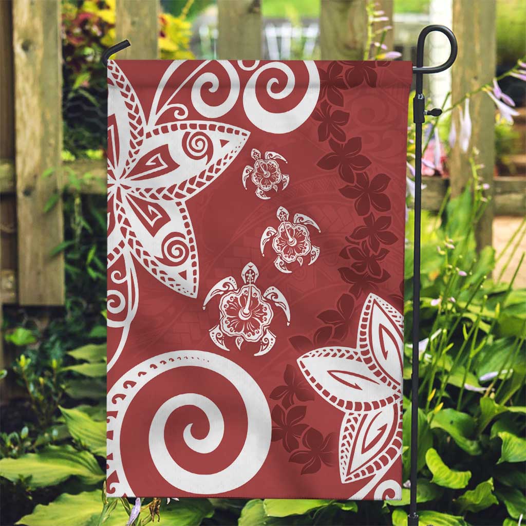 Polynesia Garden Flag Red Tribal Turtle Floral Pattern LT05 Garden Flag Red - Polynesian Pride