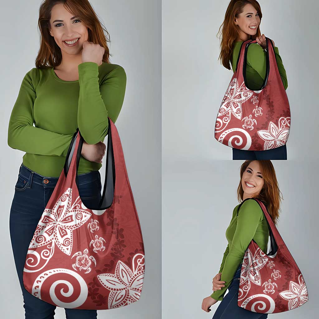 Polynesia Grocery Bag Red Tribal Turtle Floral Pattern LT05 - Polynesian Pride