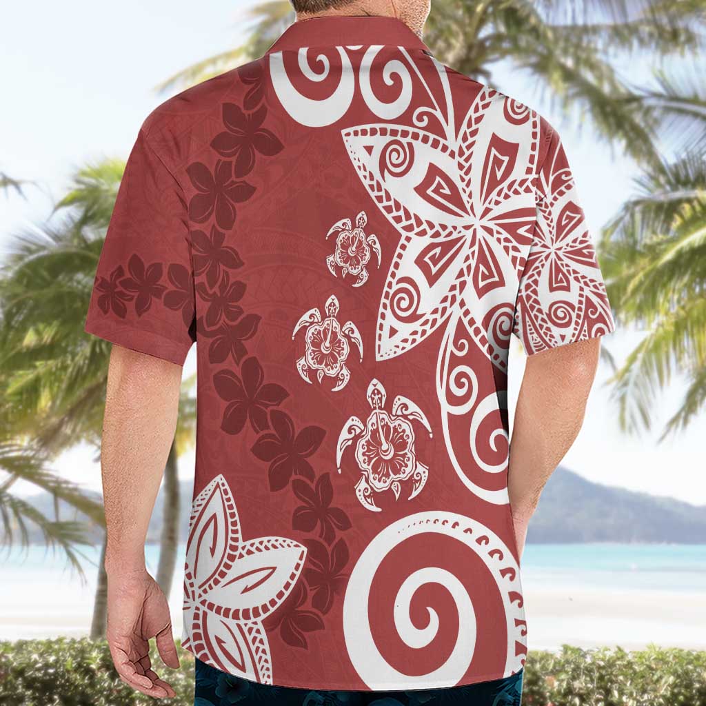 Polynesia Hawaiian Shirt Red Tribal Turtle Floral Pattern LT05 - Polynesian Pride