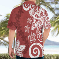 Polynesia Hawaiian Shirt Red Tribal Turtle Floral Pattern LT05 - Polynesian Pride