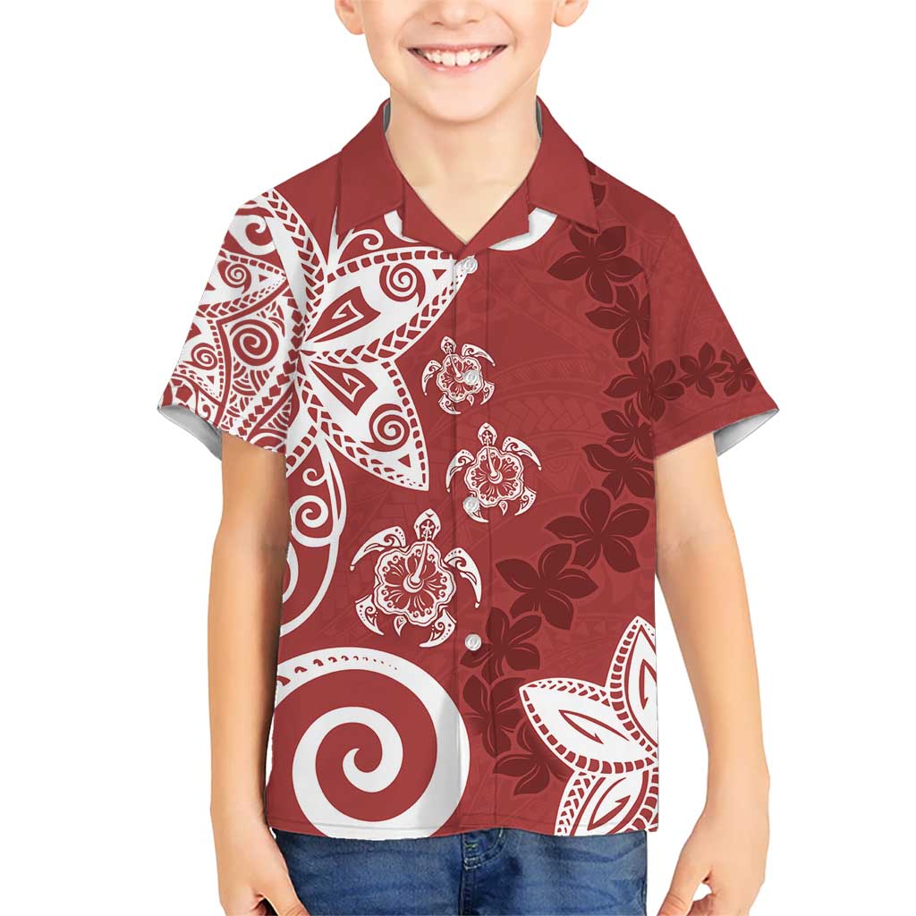 Polynesia Hawaiian Shirt Red Tribal Turtle Floral Pattern LT05 - Polynesian Pride