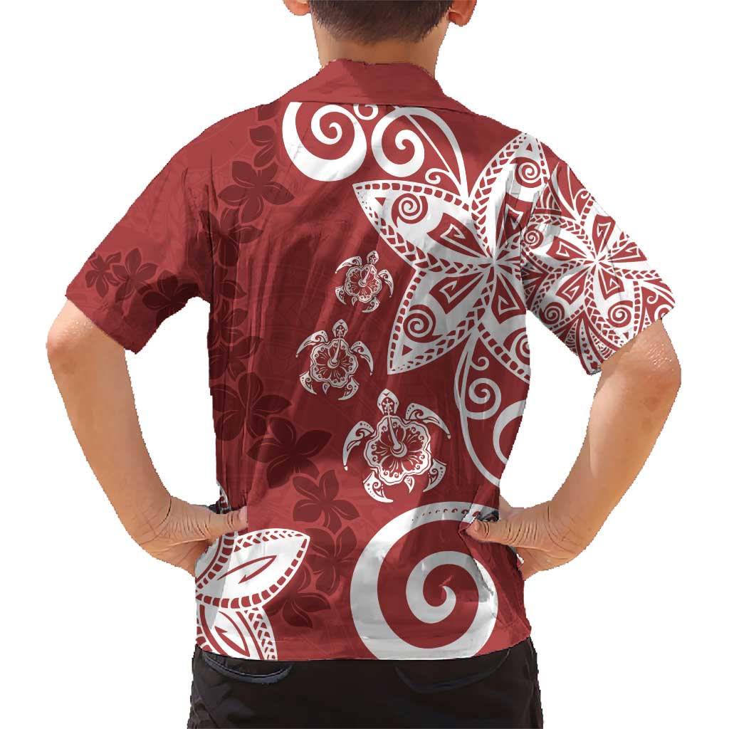 Polynesia Hawaiian Shirt Red Tribal Turtle Floral Pattern LT05 - Polynesian Pride