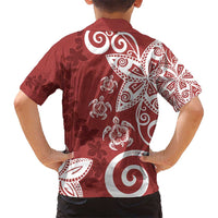 Polynesia Hawaiian Shirt Red Tribal Turtle Floral Pattern LT05 - Polynesian Pride