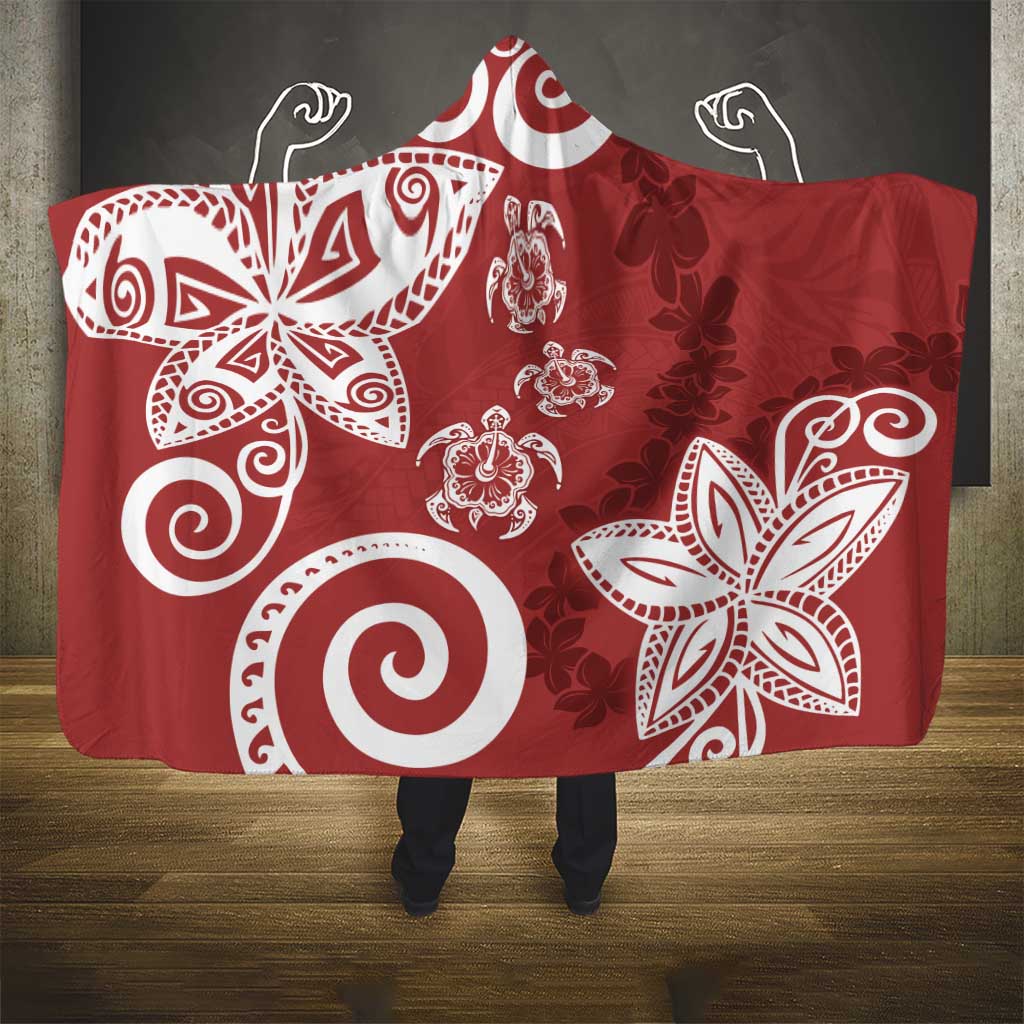 Polynesia Hooded Blanket Red Tribal Turtle Floral Pattern LT05 - Polynesian Pride
