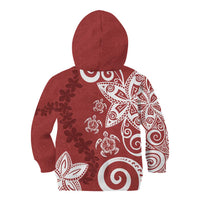Polynesia Kid Hoodie Red Tribal Turtle Floral Pattern