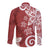 Polynesia Long Sleeve Button Shirt Red Tribal Turtle Floral Pattern