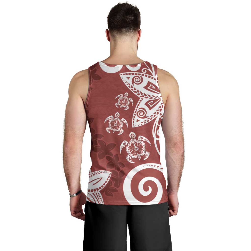 Polynesia Men Tank Top Red Tribal Turtle Floral Pattern LT05 - Polynesian Pride