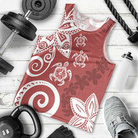 Polynesia Men Tank Top Red Tribal Turtle Floral Pattern LT05 - Polynesian Pride