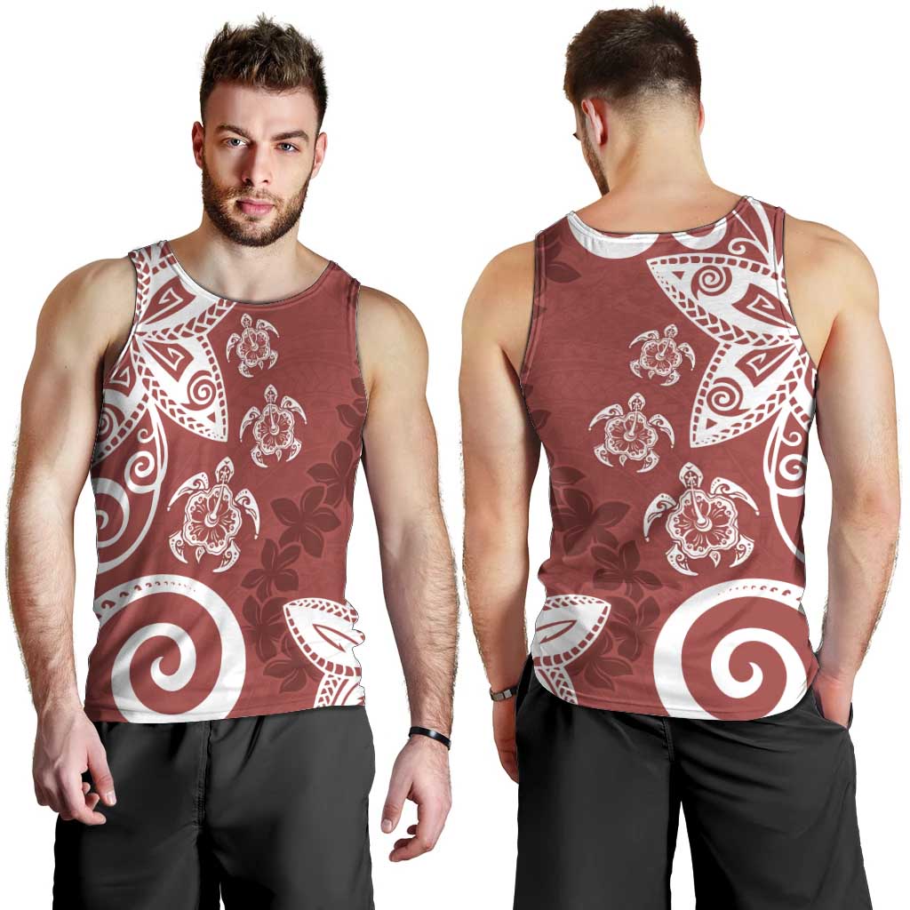 Polynesia Men Tank Top Red Tribal Turtle Floral Pattern LT05 - Polynesian Pride