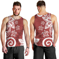 Polynesia Men Tank Top Red Tribal Turtle Floral Pattern LT05 - Polynesian Pride