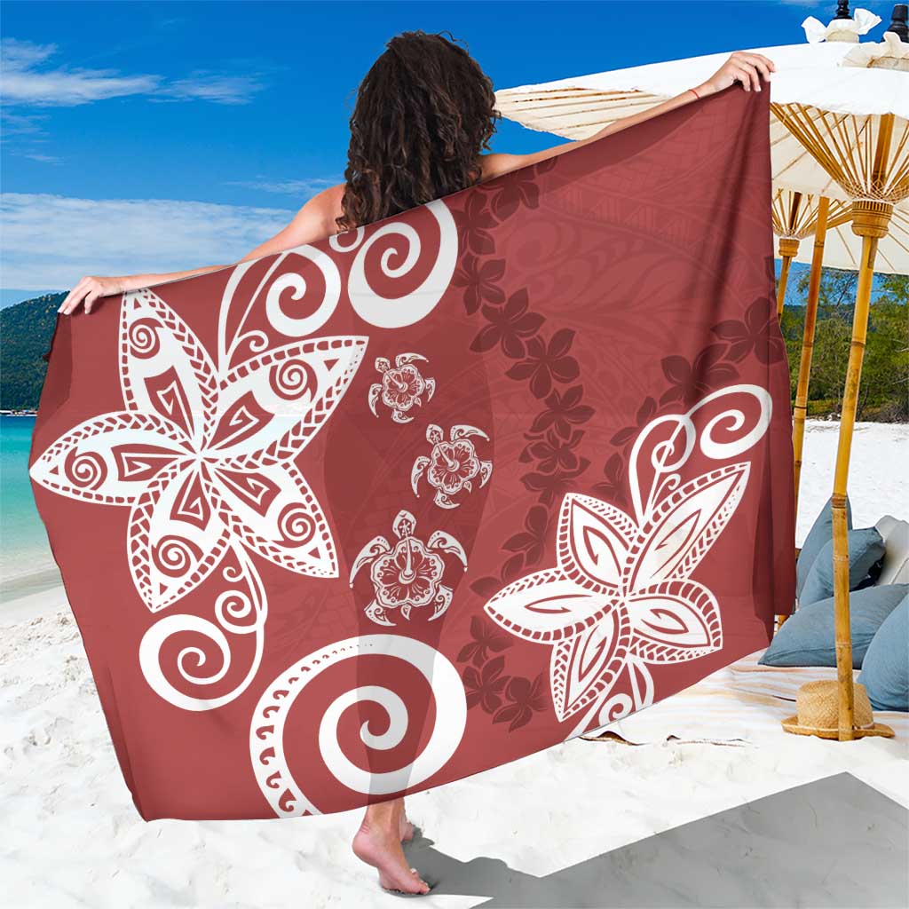 Polynesia Sarong Red Tribal Turtle Floral Pattern