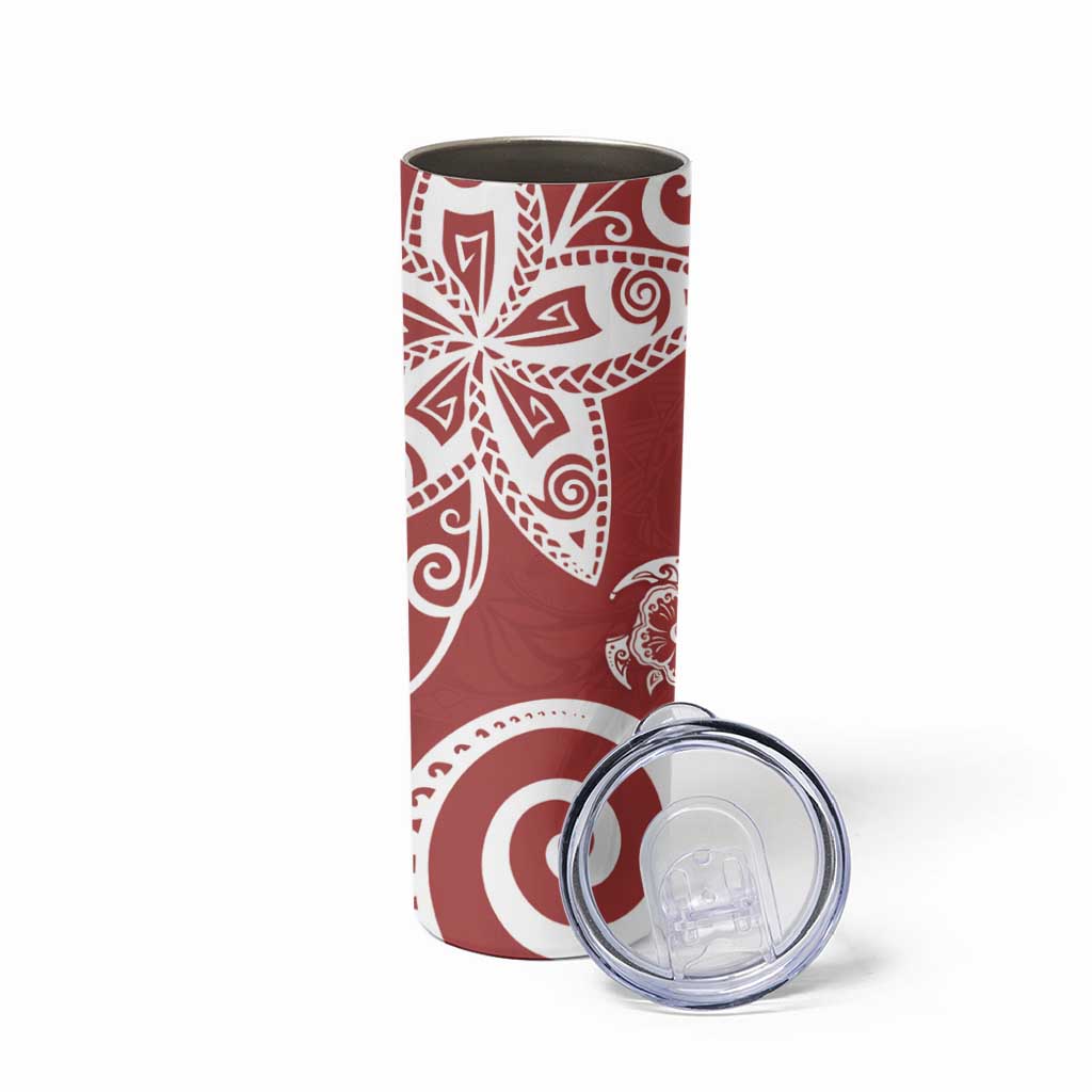 Polynesia Skinny Tumbler Red Tribal Turtle Floral Pattern