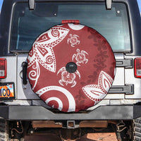 Polynesia Spare Tire Cover Red Tribal Turtle Floral Pattern LT05 Red - Polynesian Pride