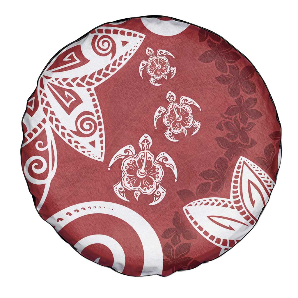 Polynesia Spare Tire Cover Red Tribal Turtle Floral Pattern LT05 - Polynesian Pride