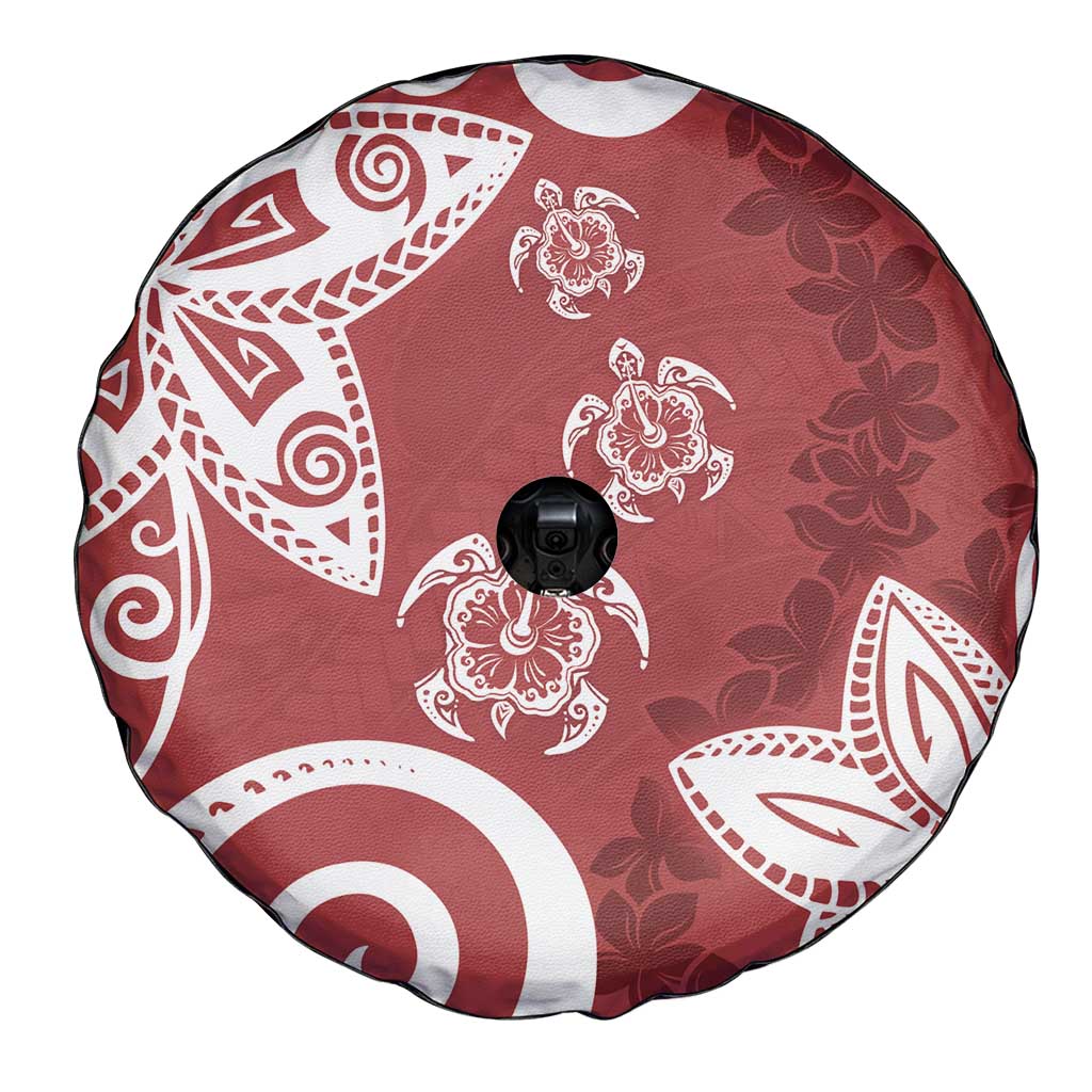Polynesia Spare Tire Cover Red Tribal Turtle Floral Pattern LT05 - Polynesian Pride