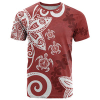 Polynesia T Shirt Red Tribal Turtle Floral Pattern LT05 Red - Polynesian Pride