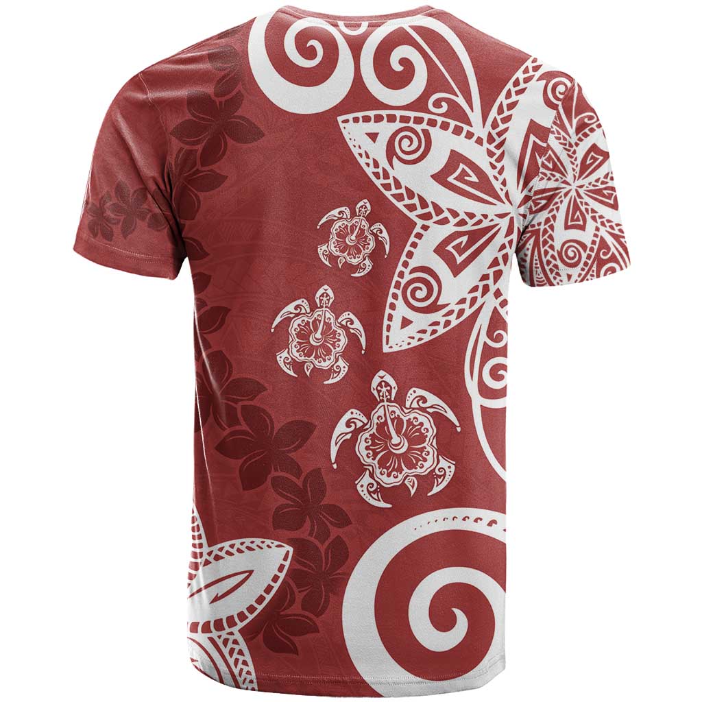 Polynesia T Shirt Red Tribal Turtle Floral Pattern LT05 - Polynesian Pride