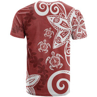 Polynesia T Shirt Red Tribal Turtle Floral Pattern LT05 - Polynesian Pride