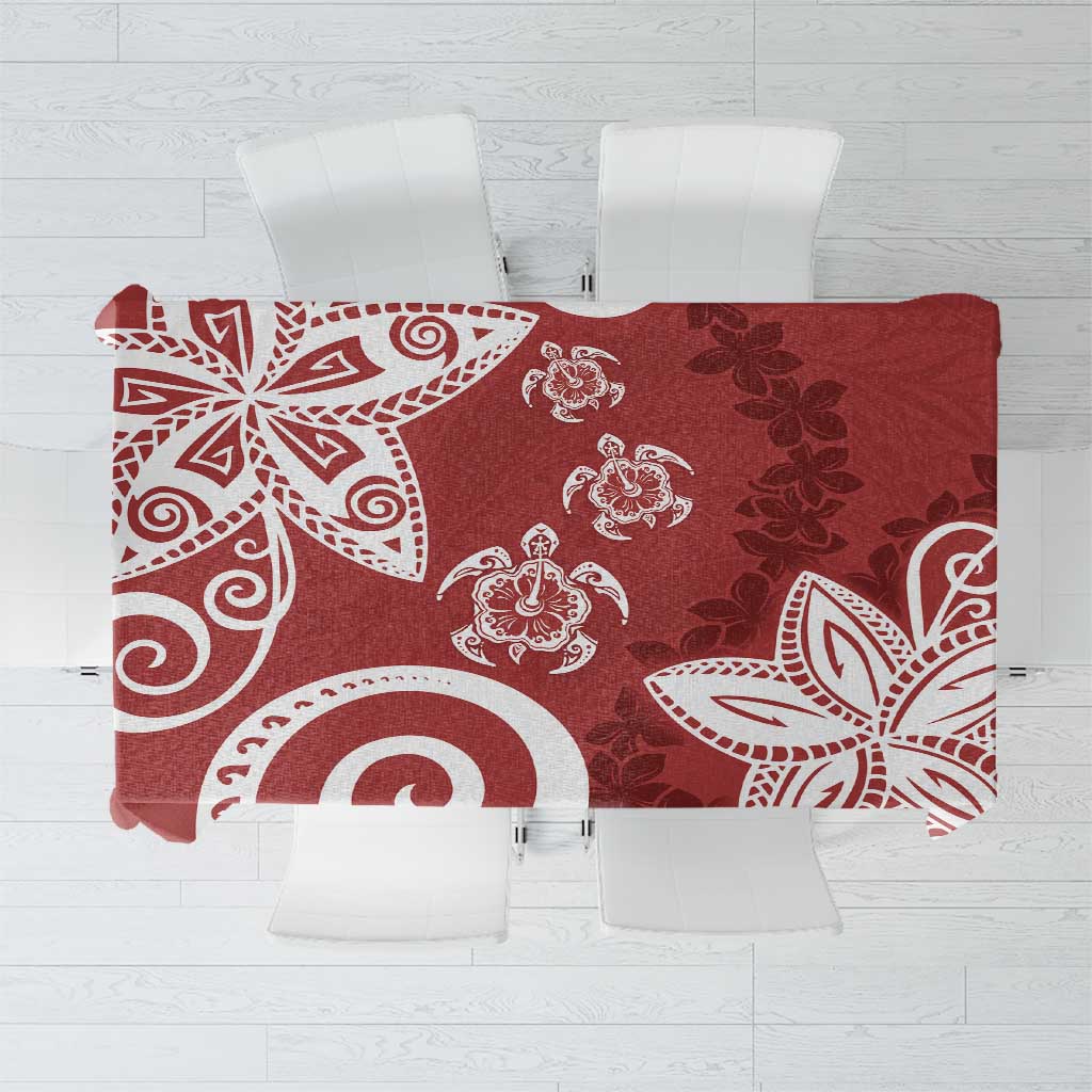 Polynesia Tablecloth Red Tribal Turtle Floral Pattern LT05 Red - Polynesian Pride