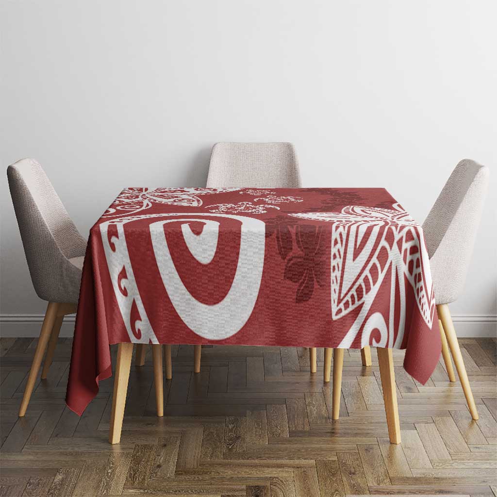 Polynesia Tablecloth Red Tribal Turtle Floral Pattern LT05 - Polynesian Pride