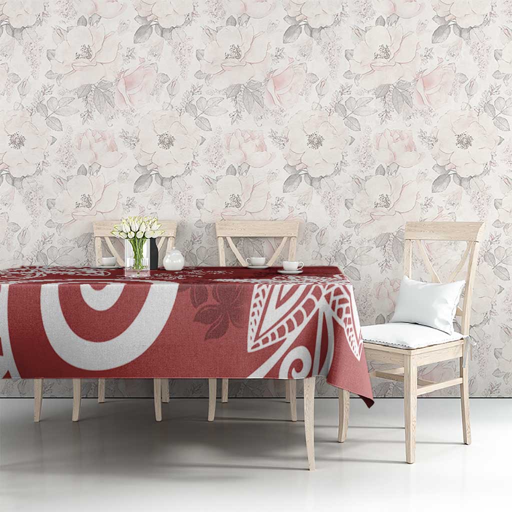 Polynesia Tablecloth Red Tribal Turtle Floral Pattern LT05 - Polynesian Pride