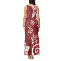 Polynesia Tank Maxi Dress Red Tribal Turtle Floral Pattern LT05 - Polynesian Pride