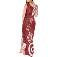 Polynesia Tank Maxi Dress Red Tribal Turtle Floral Pattern LT05 - Polynesian Pride
