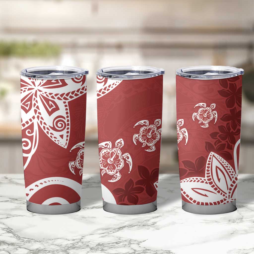 Polynesia Tumbler Cup Red Tribal Turtle Floral Pattern LT05 - Polynesian Pride