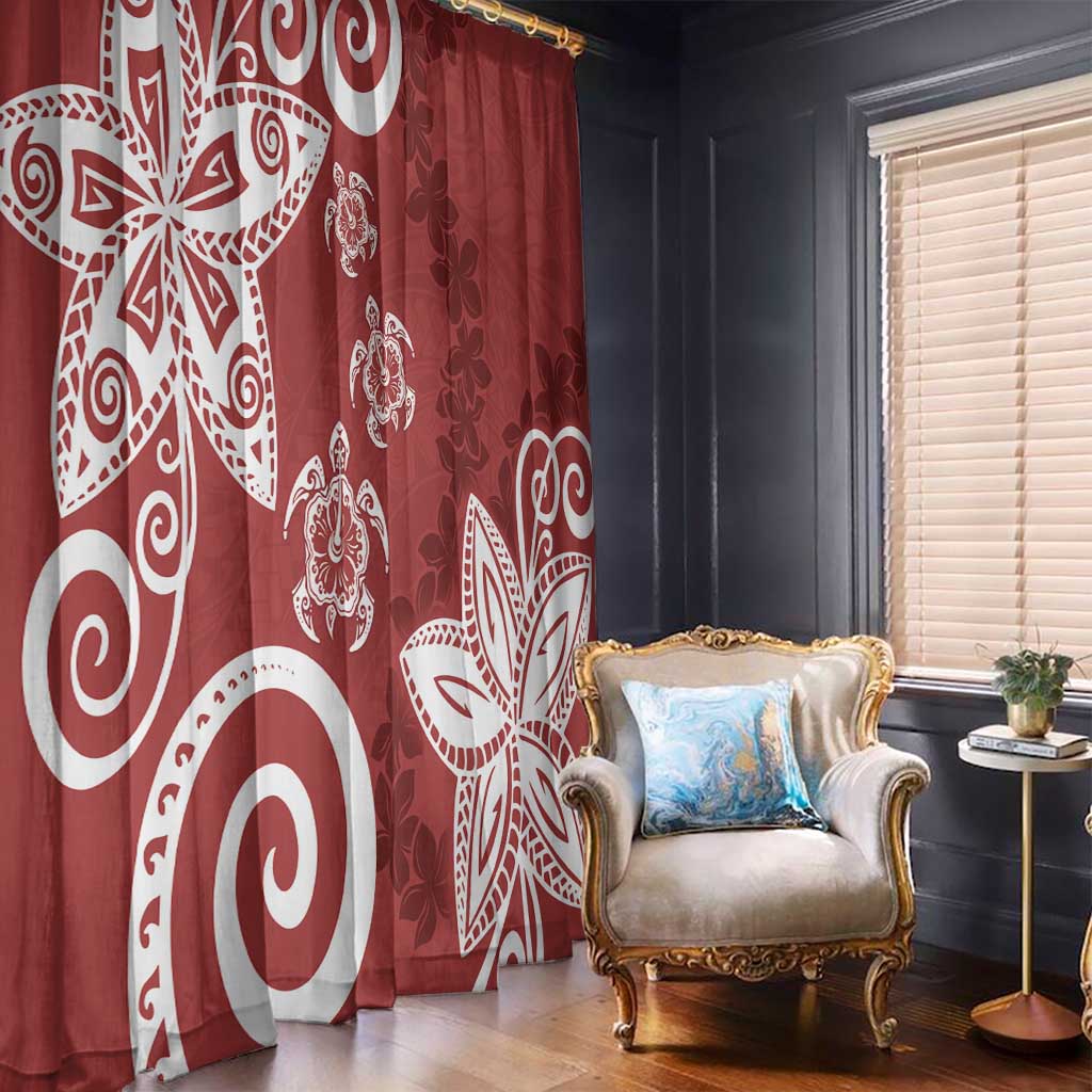 Polynesia Window Curtain Red Tribal Turtle Floral Pattern LT05 - Polynesian Pride