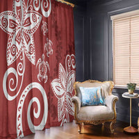 Polynesia Window Curtain Red Tribal Turtle Floral Pattern LT05 - Polynesian Pride