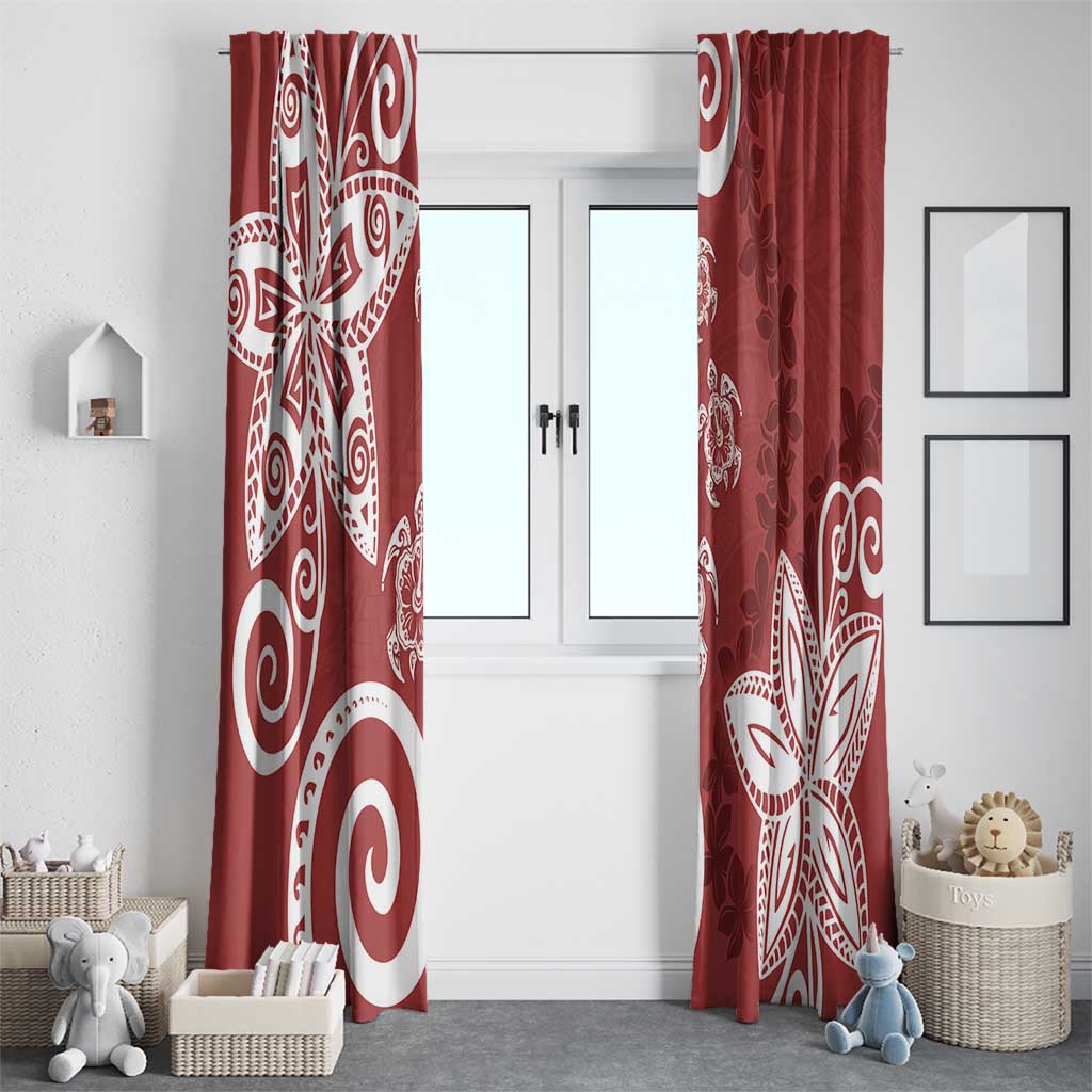Polynesia Window Curtain Red Tribal Turtle Floral Pattern LT05 - Polynesian Pride