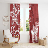 Polynesia Window Curtain Red Tribal Turtle Floral Pattern LT05 - Polynesian Pride